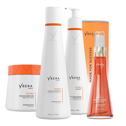 Pack Mirra PRO REPAIR® Home Care de Ybera Paris con Shampoo MirraCura, Máscara MirraCura, DuoCare® y Oil Repair