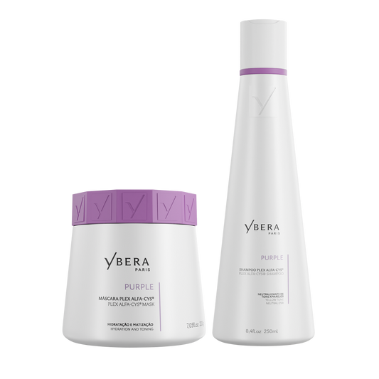 Pack Purple Plex Alfa-Cys® de Ybera Paris con champú y mascarilla matizadores.