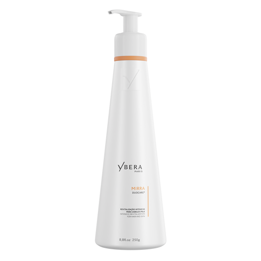 Mirra DuoCare® de Ybera Paris, tratamiento hidratante sin enjuague para cabello y piel.