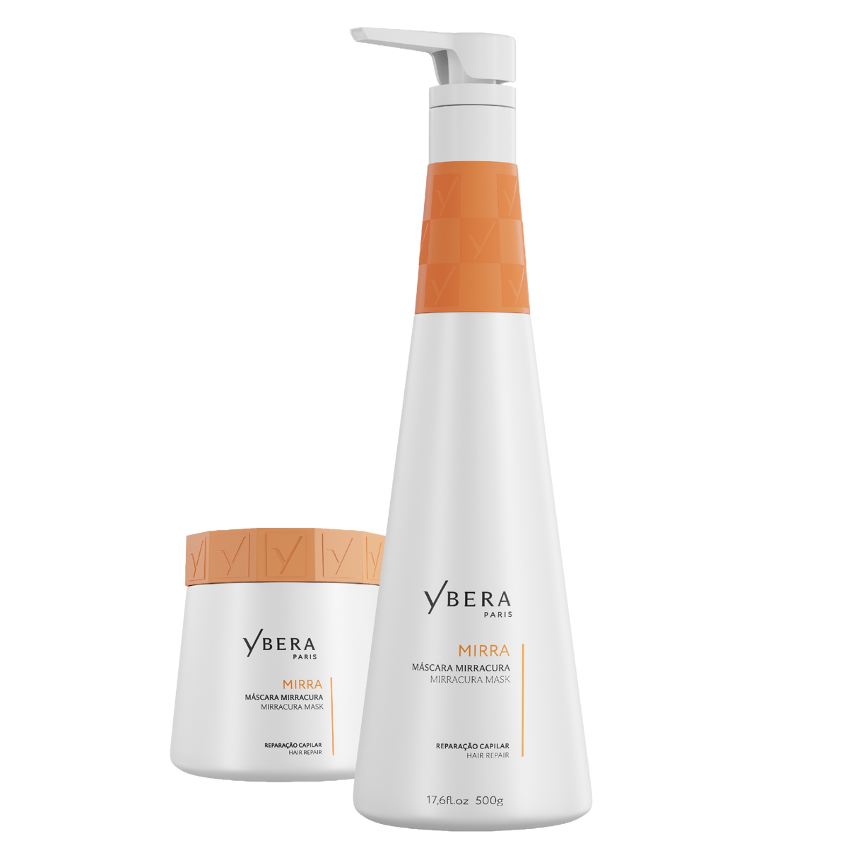 Mascarilla MirraCura de Ybera Paris con aceite de mirra para el cuidado del cabello dañado.